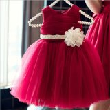 Kd1063 Fashion Summer Full Dress Little Princess Dresses Sleeveless Tutu Dresses Evening Gowns Dress with Flower Sash for Retail