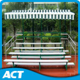 4 Row Flat Back Aluminum Bench with Retractable Canopy for Sale