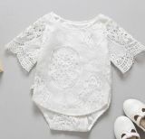 White Ruffles Sleeve Lace Jumpsuit Romper Infant Lace Outfits