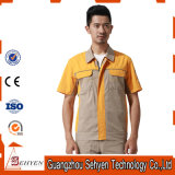 100% Cotton Yellow Unisex Staff Working Uniform with Short Sleeve