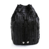 Fashion Genuine Leather Bucket Backpack Women School Travel Bag