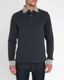 Men Fashion Design Grey Collar and Long Sleeve Polo Shirt