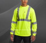Road Way Traffic Men's Hi Vis Reflective Long Sleeve Safety Polo Shirt