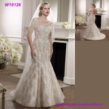 Best Selling Gowns Grey Lace V-Back Bridal Wedding Dress
