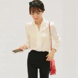 Elegant Long Sleeve Office Lady Split Neck Chiffon Blouse Plus Size