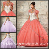 Beading Sweetheart Coral Blue Ruffed Ball Gown Quinceanera Dress Ld15215