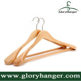 Natural Antislip Wooden Suit Hangers with Square Bar for Man