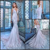 Sheer Lace Wedding Dress Sleeves V-Neck Backless Daria Custom Bridal Gowns Gv20176
