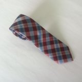 Fashion Check Design Blue with Whine Stripe Woven Silk Neckties
