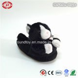Black Cat with Ribbon Nice Indoor Kids Plush Slipper Shoe