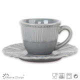Light Grey Ceramic Cup & Saucer