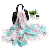 Wholesale Ladies Fashion Style 100% Silk Flower Printed Scarf