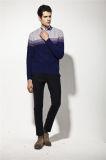 ODM Wool Acrylic Gradient Striped Cable Knit Pullover Man Sweater