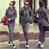 Newest Hot Bodycon Sweater Maxi Hooded Slim Full Dress Hoodie