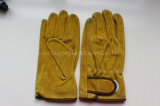 10.5 Inch Yellow Leather Working Welding Driver Glove with Ce