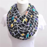 Infinity Geometic Printed Polyester Voile Lady Scarf (Hz40)