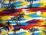 Color Coconut Tree Beachwear Shirt Shorts Printed Peach Polyester Fabric
