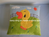 Plush Plain Cushion with Duck Embroidery