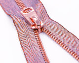 Metal Zipper with Pink Tape and Fancy Puller