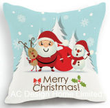 Square X'mas Santa and Snowman Design Decor Fabric Cushion W/Filling