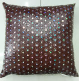 Sequin Embroidery Cushion Fashion PU Decorative Pillow (XPL-12)