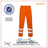 OEM Orange 100% Cotton Hi Vis Safety Reflective Engineer Welder Cargo Work Pants
