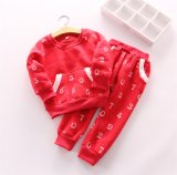 Ks1121 Kids Suit Winter Girl Fashion Suits Newest Good Quality Clothes Fleece Shirt+Pants Two-Piece for Wholesale