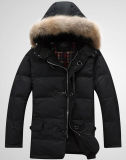 2015 Black Hoody Fur Fashion Jacket for Men