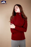 Cashmere High Neck Ribbed Cardigan with Zipper-Cashmere Sweater-Ladies Cashmere Sweater