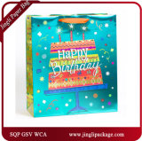 Birthday Carrying Paper Carry Bags Hologram Printing Gift Bags with Hang Tag