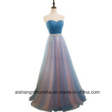 Women Tulle Strapless Long Bridesmaid Dresses Banquet Sexy Party Dress