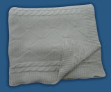 100% Solid Color Cotton Cable-Knitted Adult Blanket
