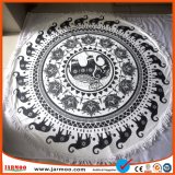 Hot Outdoor Digital Printing 100% Cotton Printed Round Beach Towel with Tassels