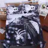3D Reactive Printed Zombie Frighted Bedding Set (black and white)