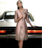 Elegant Duchess Satin Lace Applique Knee-Length Bride Mother Dress (Dream-100107)