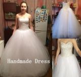 Hot Handmade Sweetheart Sequin Plus Tulle Ball Gown Wedding Dress