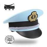 Light Blue Military Uniform Hat with Silver Strap