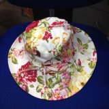 Customiz Floppy Bucket Strip Sun Hat with Flower for Summer