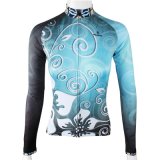 Dark Blue Pattrned Women's Long Sleeve Shirt Cycling Jerseys Breathable Quick Dry