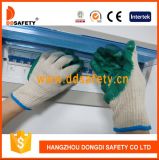 Ddsafety 2017 Nature Cotton Green Latex Coated Safety Working Glove