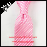 High Fashion 100% Handmade Silk Woven Pink Stripe Necktie