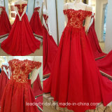 off Shoulder Wedding Gown Red Gold Wedding Dress Yao93
