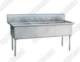 Three Compartment Sink, Without Drainboard