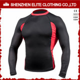 Fashion Black and Red Long Sleeves Rash Guards Mens (ELTRGI-10)