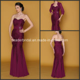 Strapless Burgundy Lace Tulle Pleat Beading Evening Dresses with Jacket M40253