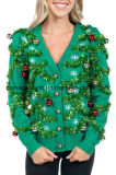 Women's Gaudy Garland Cardigan Ugly Christmas Sweater