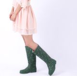 Women Rubber Rain Boots Anti-Slip Animals Print Rainboots Tall Wellies Knee-High Water Shoes Woman