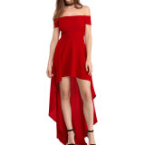 Sexy Red High Low Hem off Shoulder Party Cocktail Dress