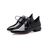 Lady Leather Tip Shoes Low Heels with Lace-up