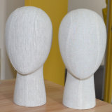 Linen Wrapped Female Head Mannequin for Headpieces Display